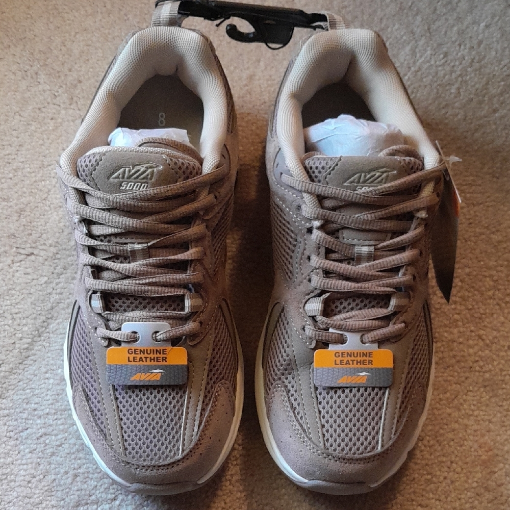 Avia Taupe Mesh and Suede Lace-Up Sneakers